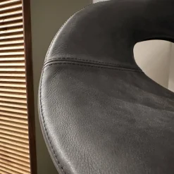 Tonon Einzelstühle|Stuhl Moon Leder Savana 974 Schwarz Grau Gestell 92 Stahl Nero 64 Schwarz