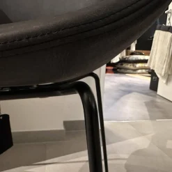 Tonon Einzelstühle|Stuhl Moon Leder Savana 974 Schwarz Grau Gestell 92 Stahl Nero 64 Schwarz