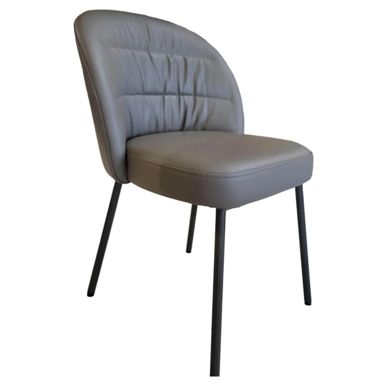 Rolf Benz Einzelstühle|Stuhl Noa 690 Leder 36 Mittel Quarzgrau Füße Umbragrau Lackiert