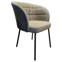 Rolf Benz Einzelstühle|Stuhl Noa 690 Stoff Hell Steingrau Rückschale mit Armteil Leder Mittel Quarzgrau Gestell Umbragrau