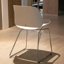 Aeris Einzelstühle|Stuhl Numo 1 Sitzschale Kunststoff Weiß Gestell Chrom Glanz