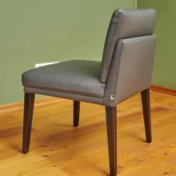 Bielefelder Werkstätten Einzelstühle|Stuhl Polo Dining Leder Normandie Graphit Grau Gestell Eiche Schwarz Gebeizt