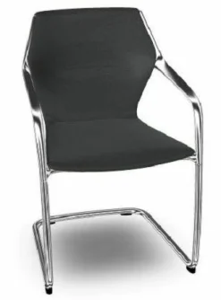 Brunner Einzelstühle|Stuhl Ray 9206/A Leder Torro 5 2999 Black Schwarz Gestell Rundstahl Verchromt