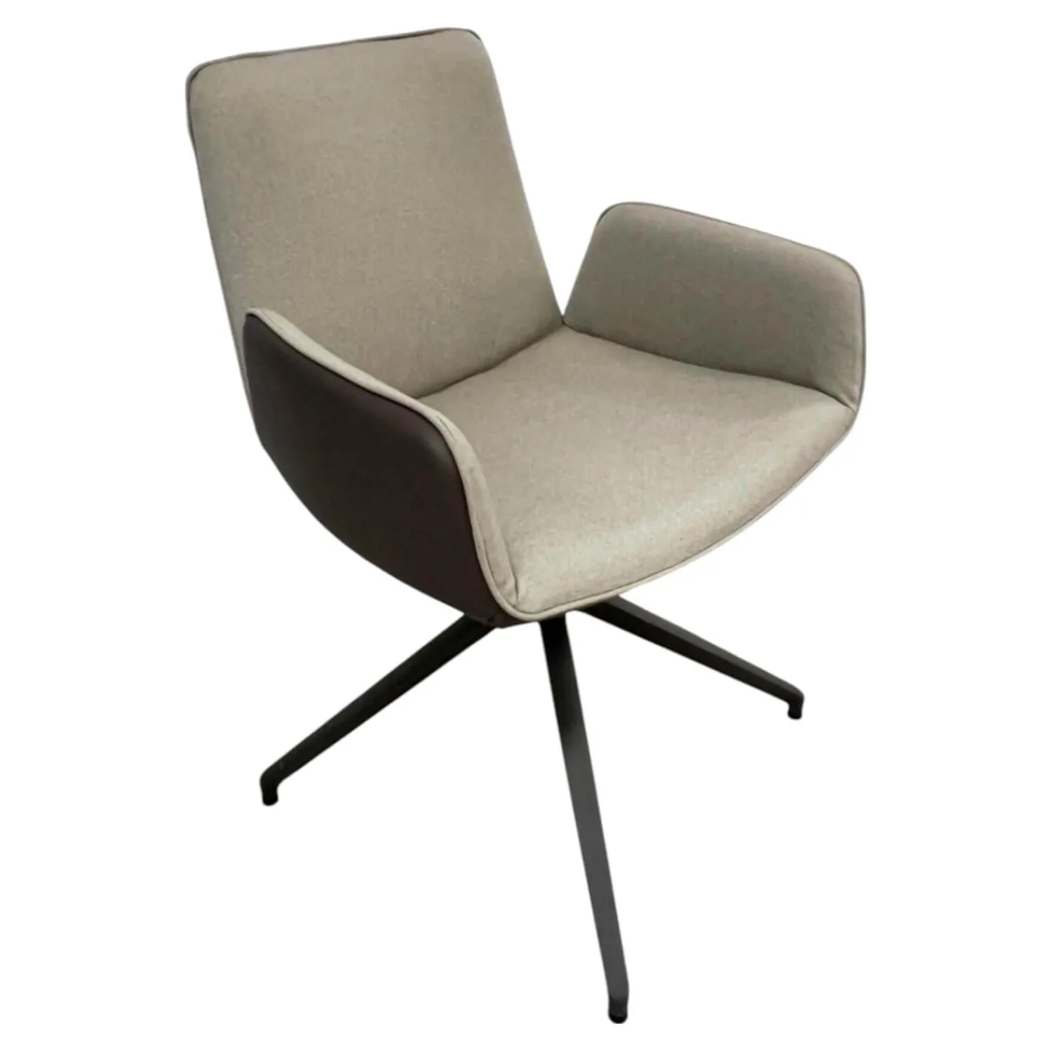 Hülsta Einzelstühle|Stuhl S 700 Leder 5123 Braun-schwarz Stoff 4204 Braunbeige