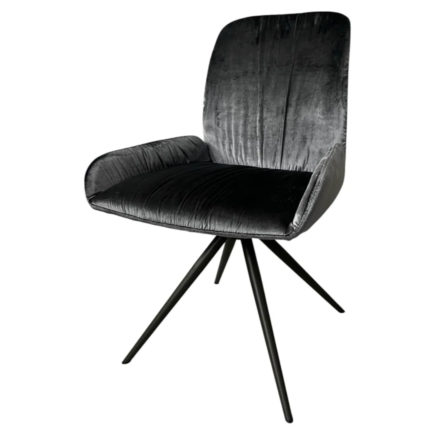 Hülsta Einzelstühle|Stuhl S1000 Stoff Velour Glänzend Blaugrau Gestell Anthrazit