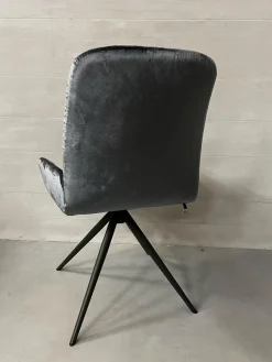 Hülsta Einzelstühle|Stuhl S1000 Stoff Velour Glänzend Blaugrau Gestell Anthrazit