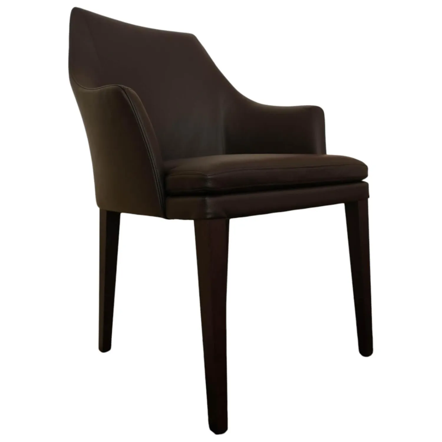 Bielefelder Werkstätten Einzelstühle|Stuhl Saloni Leder Normandie Dunkelbraun Füße Holz Dunkelbraun Mit Armlehnen