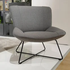 Rolf Benz Einzelstühle|Stuhl SE383 Bezug Stoff 05.217 Blaugrau Metallfuß Lackiert Verkehrsschwarz