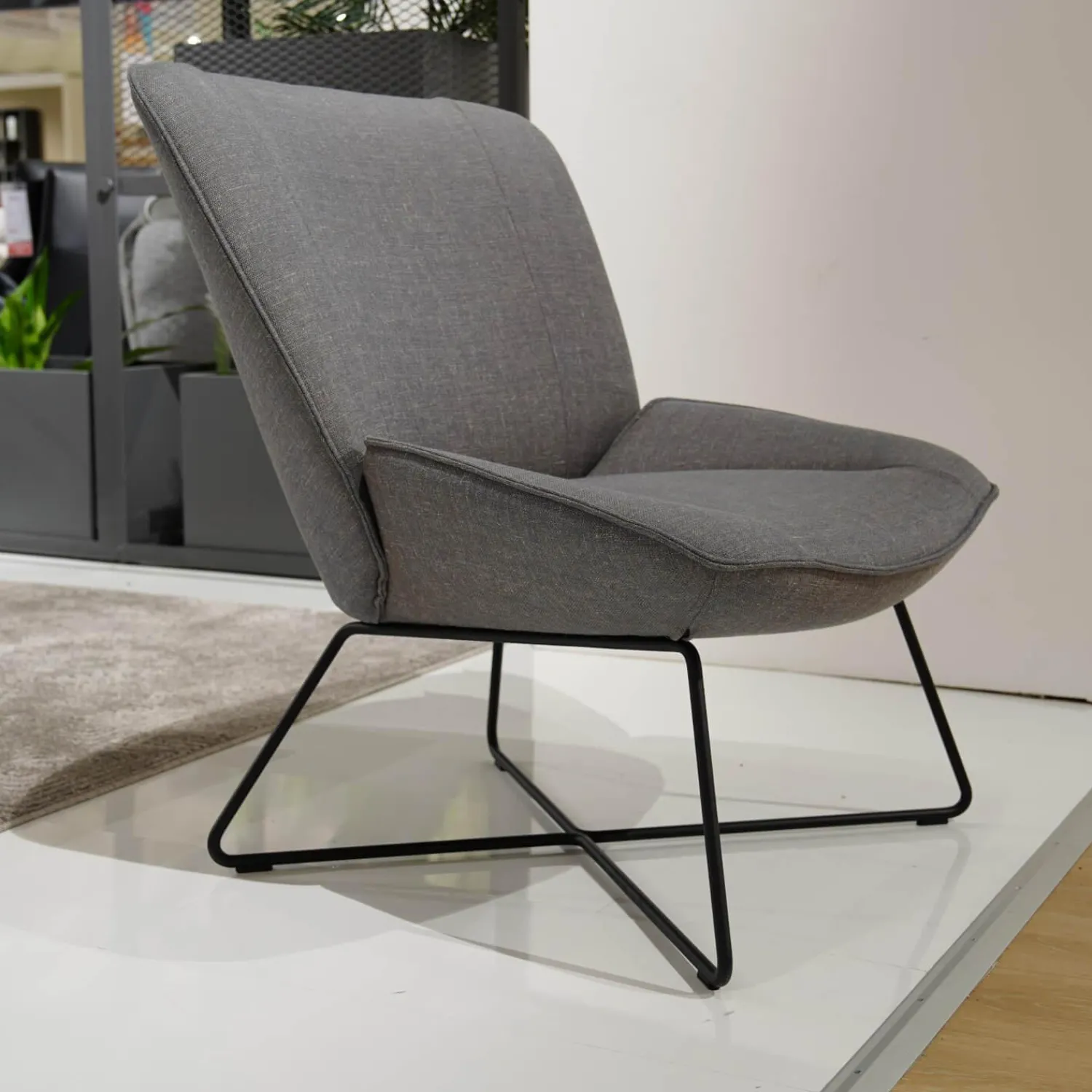 Rolf Benz Einzelstühle|Stuhl SE383 Bezug Stoff 05.217 Blaugrau Metallfuß Lackiert Verkehrsschwarz