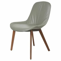 Walter Knoll Stuhlsets|Stuhl Sheru Leder Congress 1440 Marram Grau Gestell Nussbaum