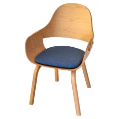 BD Barcelona Einzelstühle|Stuhl Showtime Nude Wooden Esche Natur Sitzkissen Medle Y12 Blau