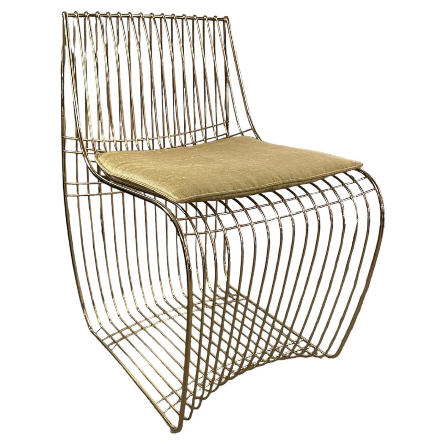 MDF Italia Einzelstühle|Stuhl Sign Filo Gestell Chrom Gold S055 Mit Stoff Pad Delhi 111 Gold