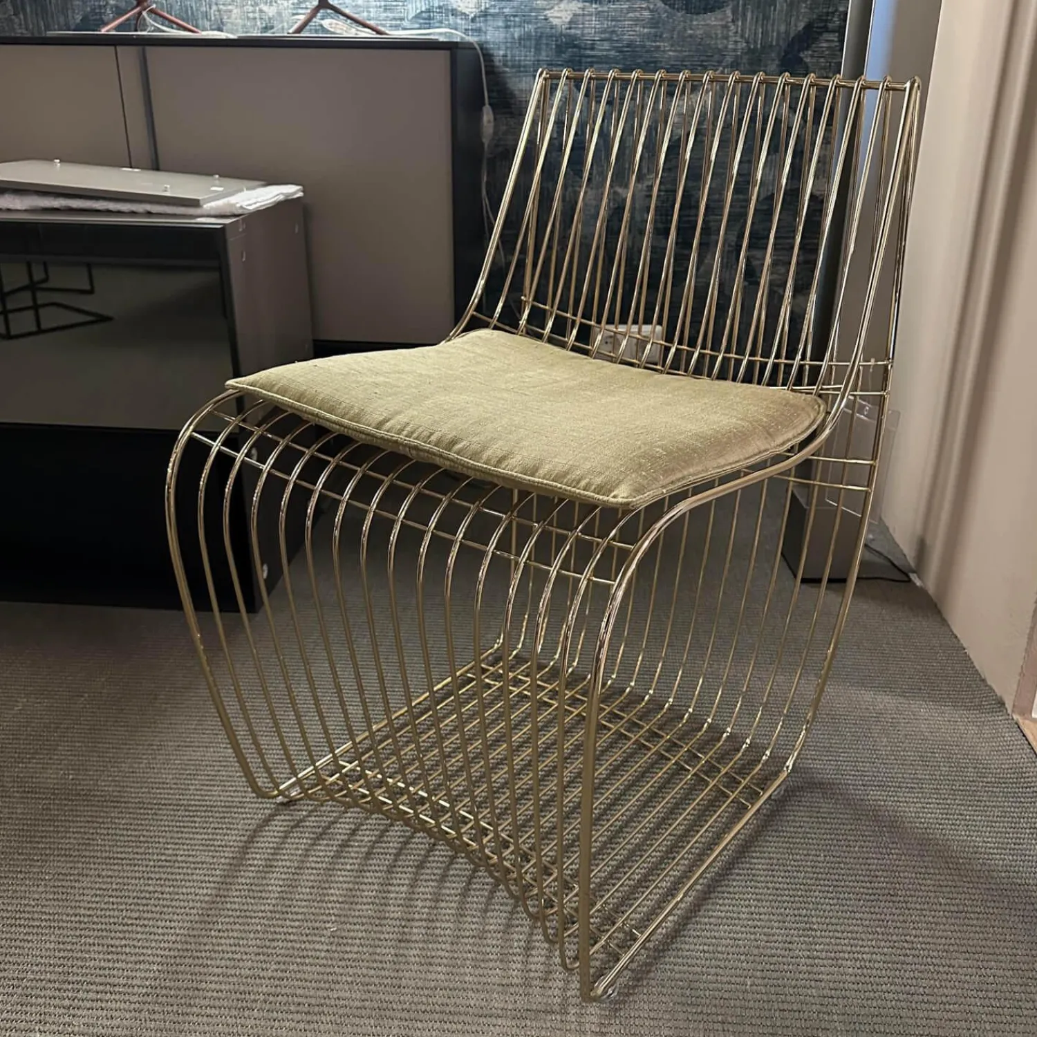 MDF Italia Einzelstühle|Stuhl Sign Filo Gestell Chrom Gold S055 Mit Stoff Pad Delhi 111 Gold