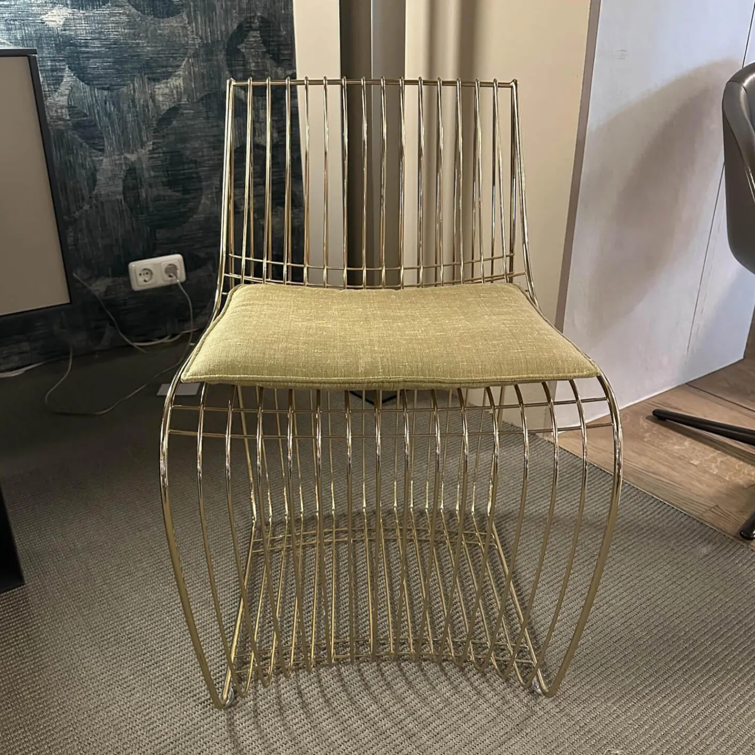 MDF Italia Einzelstühle|Stuhl Sign Filo Gestell Chrom Gold S055 Mit Stoff Pad Delhi 111 Gold