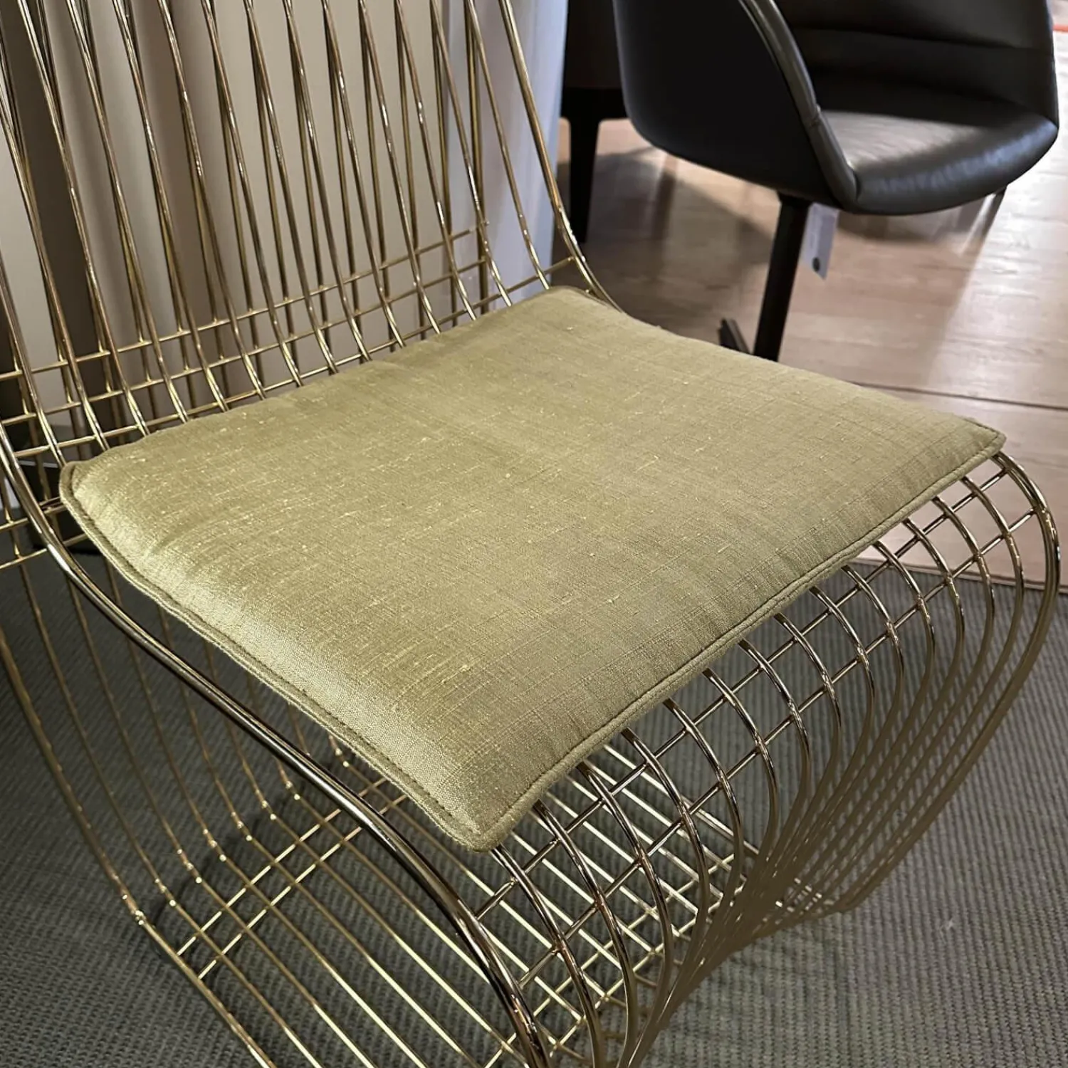 MDF Italia Einzelstühle|Stuhl Sign Filo Gestell Chrom Gold S055 Mit Stoff Pad Delhi 111 Gold