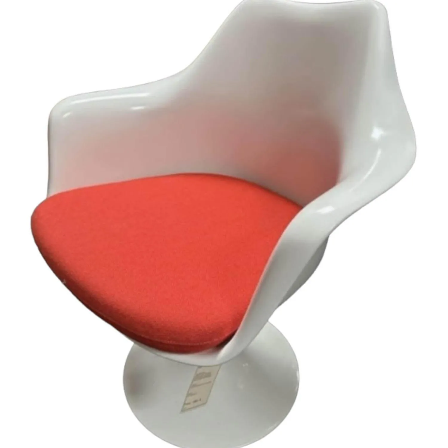 Knoll International Einzelstühle|Stuhl Tulip Drehbar Weiß Sitzkissen in Hallingdal 680 Rot