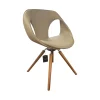 Tonon Einzelstühle|Stuhl UP Chair Leder 7 Beige 4 Fuß Gestell Nussbaum Drehbar