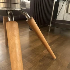 Tonon Einzelstühle|Stuhl UP Chair Leder 7 Beige 4 Fuß Gestell Nussbaum Drehbar