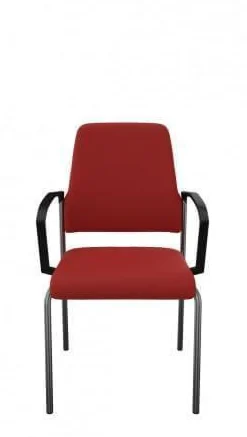 Interstuhl Einzelstühle|Stuhl Vierfuß 450G Goal Bezug Stoff Field Karminrot 662 Stahlrohrgestell Schwarz Mit Armlehnen