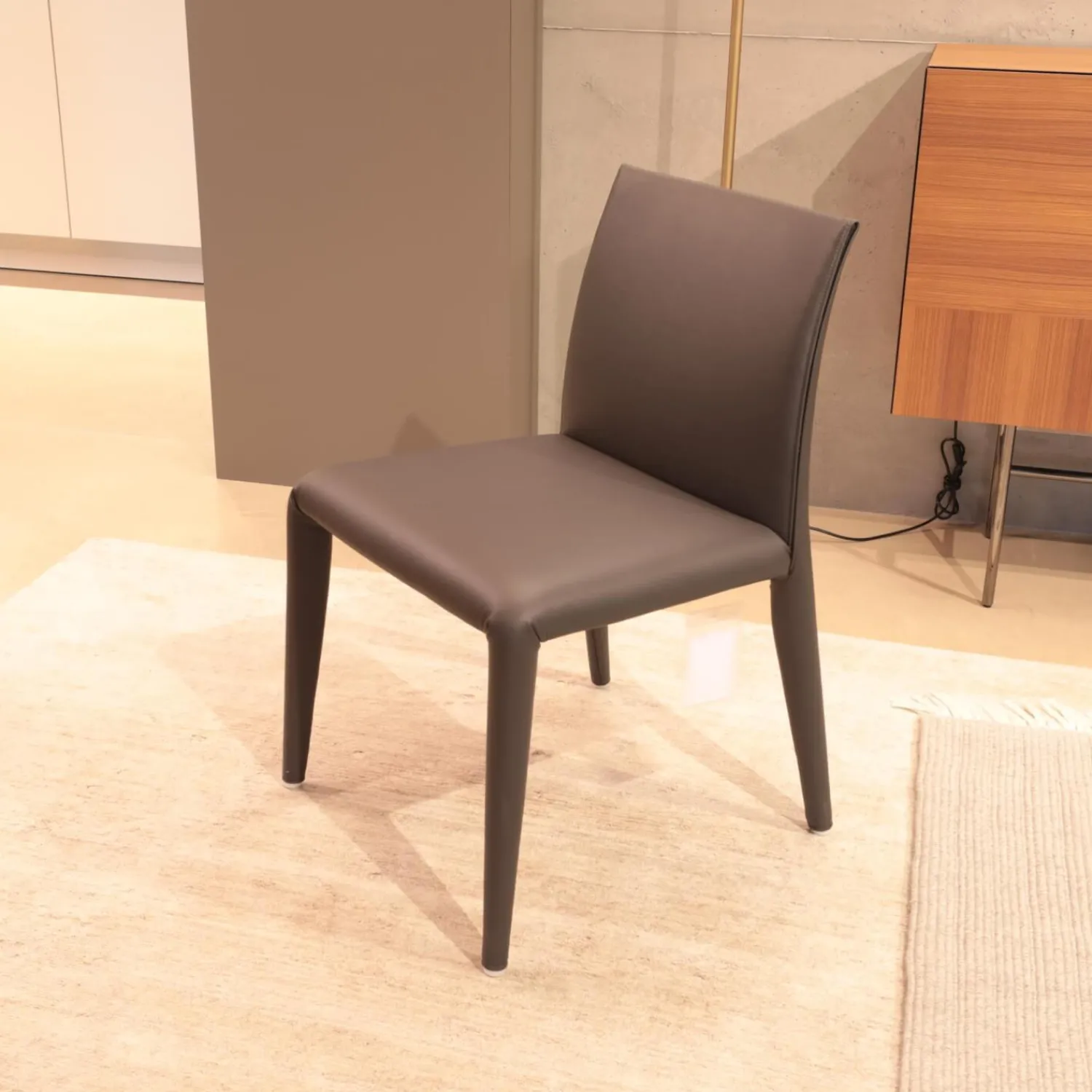 B&B Italia Einzelstühle|Stuhl Vol Au Vent SVL Lederbezogen Beta BT 251 1231251 Grau