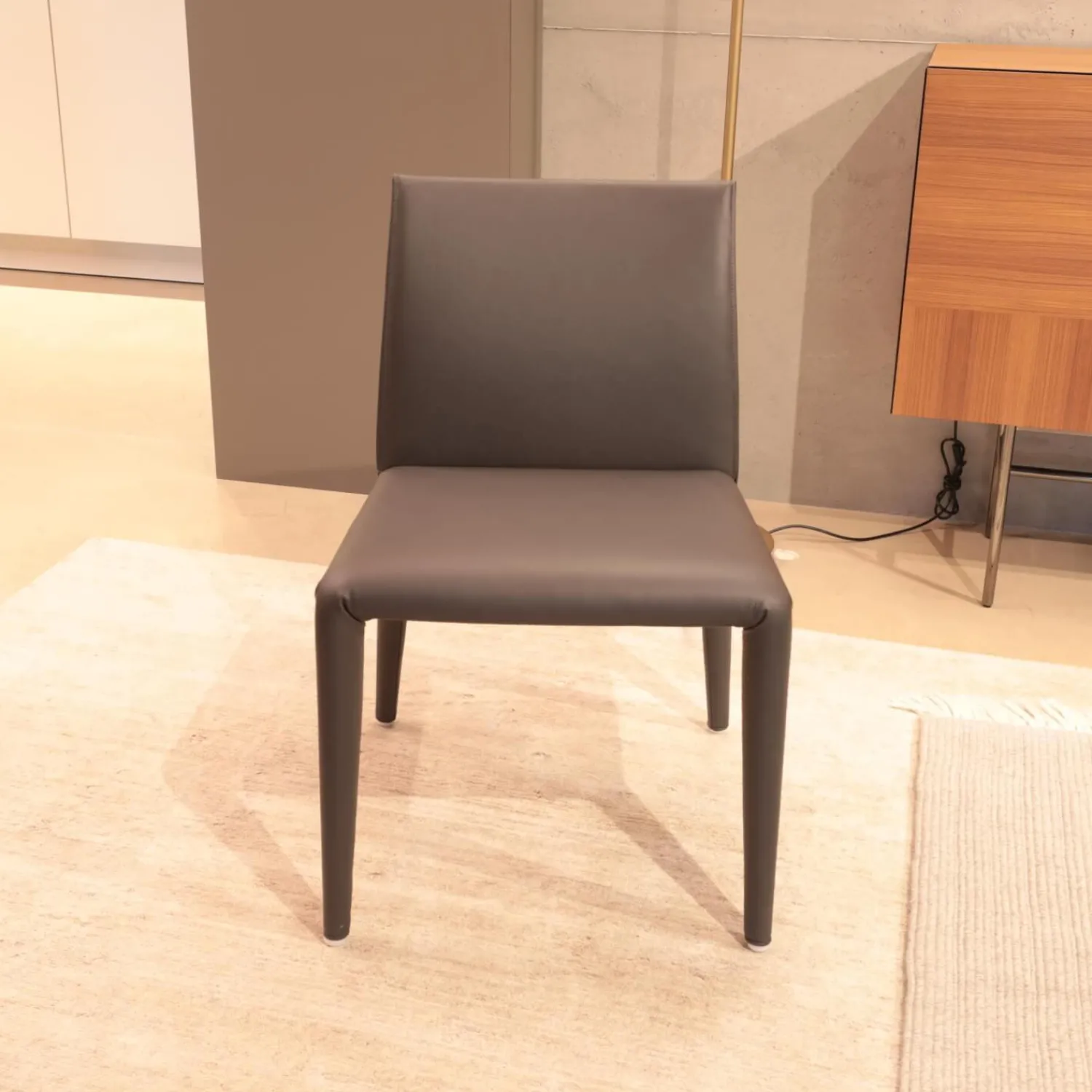 B&B Italia Einzelstühle|Stuhl Vol Au Vent SVL Lederbezogen Beta BT 251 1231251 Grau