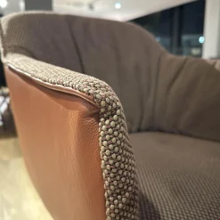 Rolf Benz Einzelstühle|Stuhlsessel 641 Schale Leder 38 112 Kupferbraun Sitz Stoff 24 514 Beige Gestell Stahl Verkehrsschwarz