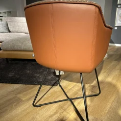 Rolf Benz Einzelstühle|Stuhlsessel 641 Schale Leder 38 112 Kupferbraun Sitz Stoff 24 514 Beige Gestell Stahl Verkehrsschwarz