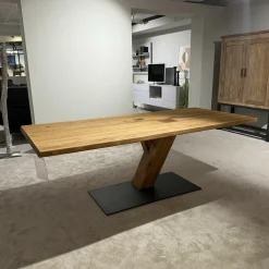 Wimmer Esstische|Säulenesstisch Asteiche Hartwachsöl Natur Fuß Metallplatte