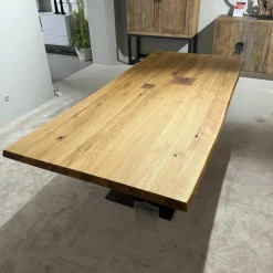 Wimmer Esstische|Säulenesstisch Asteiche Hartwachsöl Natur Fuß Metallplatte