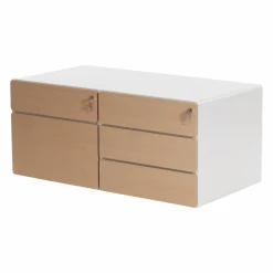 Renz Regale & Container|Technikcontainer Star Strukturlack Weiß Fronten Eiche Hell