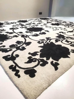 Domaniecki Teppiche|Teppich Carpetence Handgeknüpft Metok 1 Yin Yano 100 Beige Schwarz Mit Seide