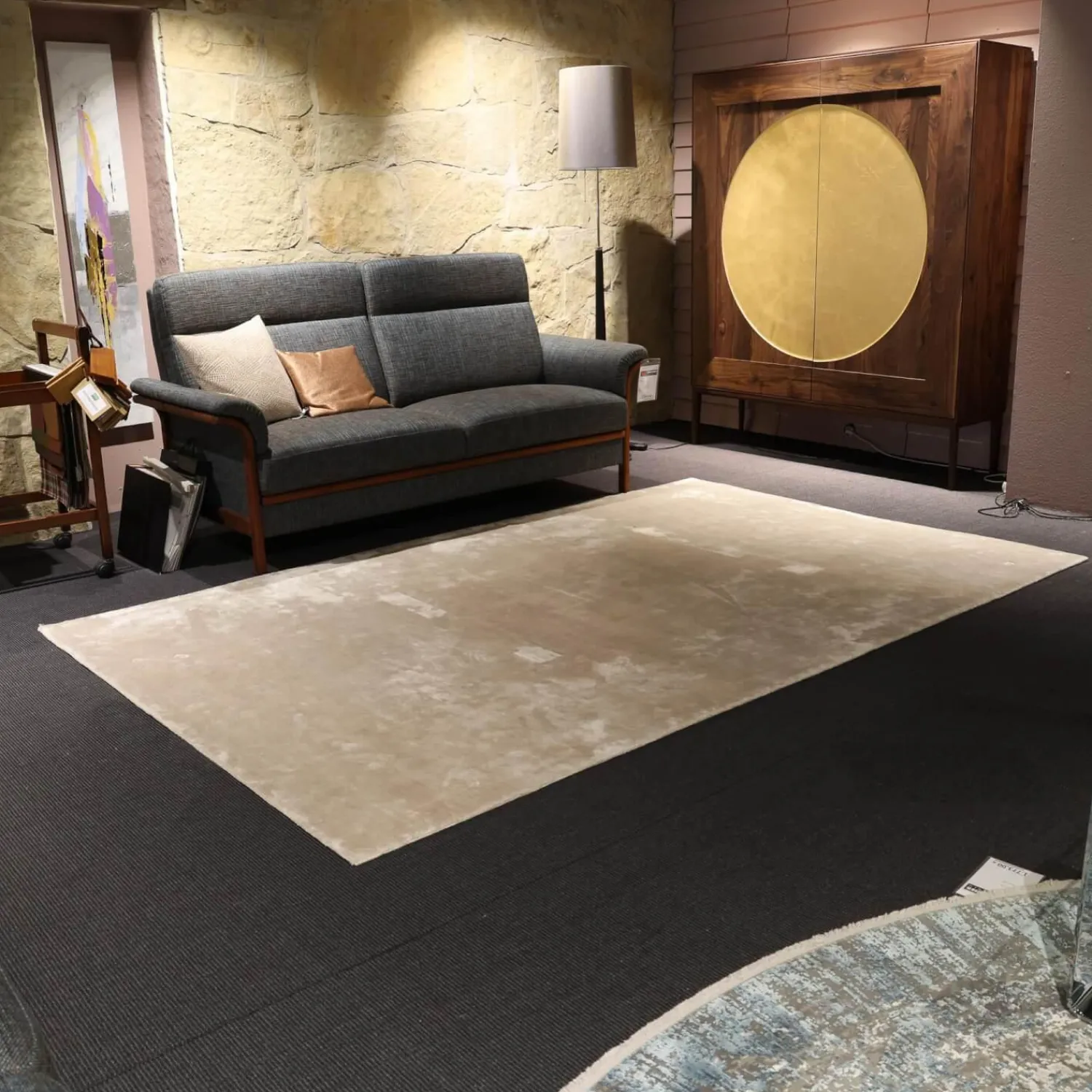 Christine Kröncke Teppiche|Teppich CK Pentagon 296 Platin Grau Beige Handgetuftet Naturfaser Bambusseide Mit Baumwollrücken