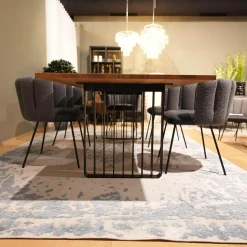 Domaniecki Teppiche|Teppich Disha Schurwolle Pflanzenfasern Stoff Ascot Creme Weiß Hellblau Handgeknüpft Ohne Tisch Sowie Ohne Stühle