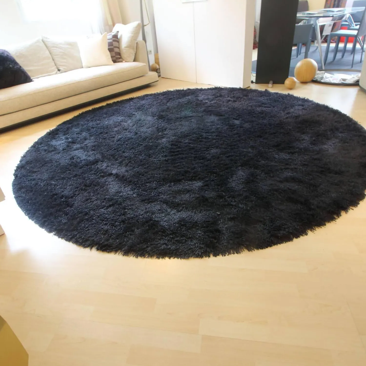 Kasthall Teppiche|Teppich Fogg Rund Black Schwarz