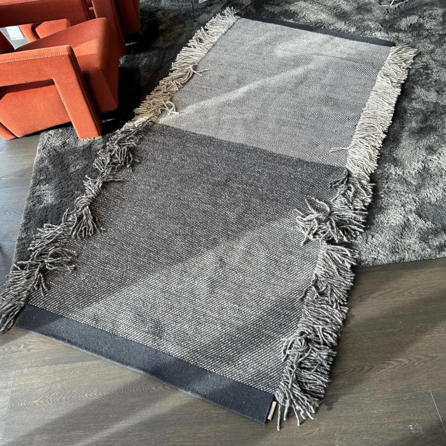 Kvadrat Teppiche|Teppich Fringe 192 Grau Beige Mit Fransen