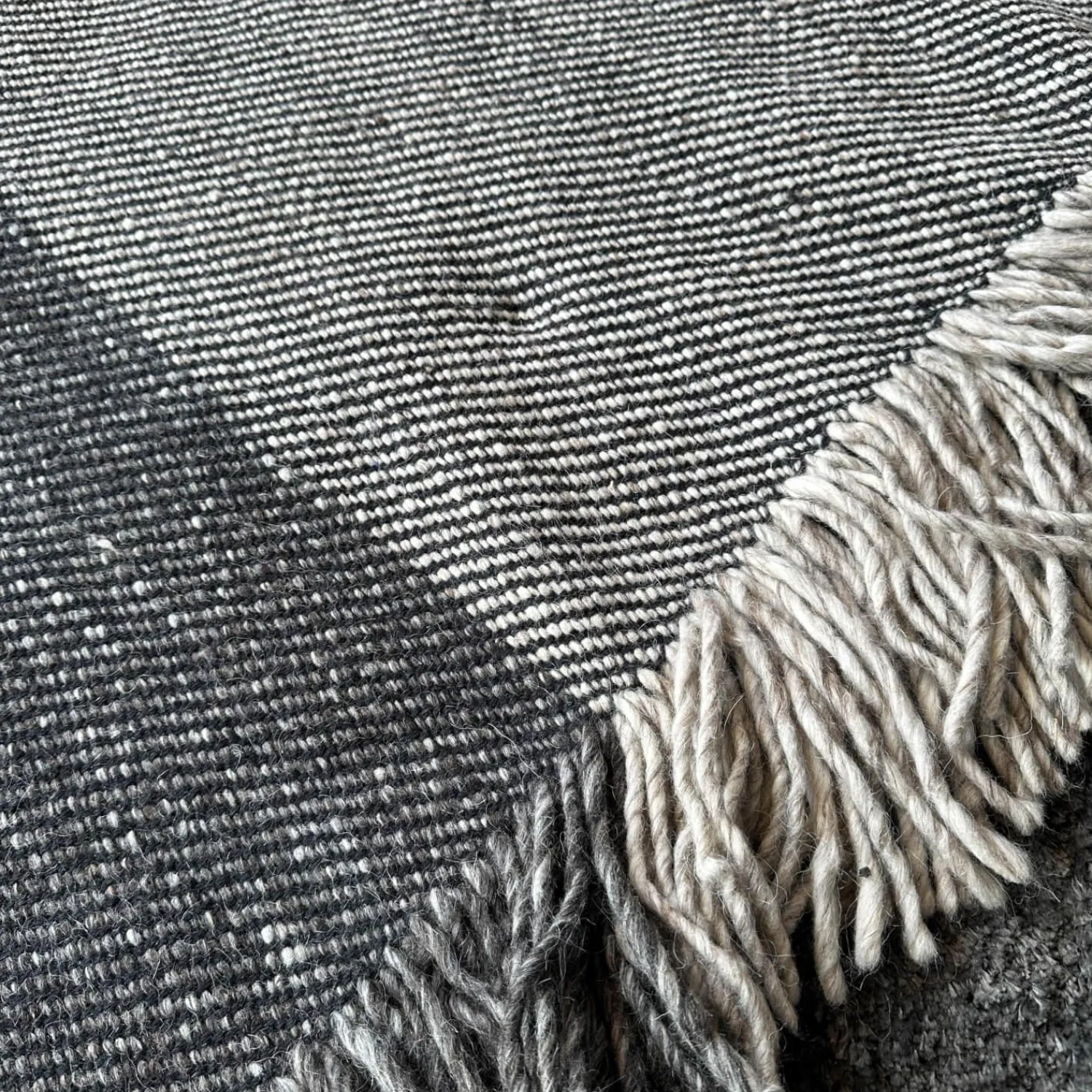 Kvadrat Teppiche|Teppich Fringe 192 Grau Beige Mit Fransen