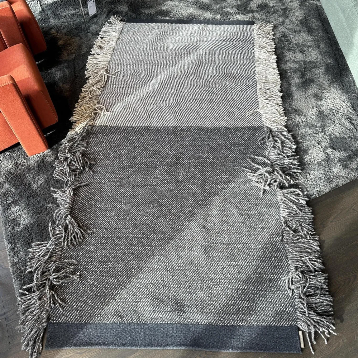 Kvadrat Teppiche|Teppich Fringe 192 Grau Beige Mit Fransen