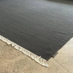 Kvadrat Teppiche|Teppich Vintage Kelim Plain Schurwolle Mit Fransen Grau 200x300