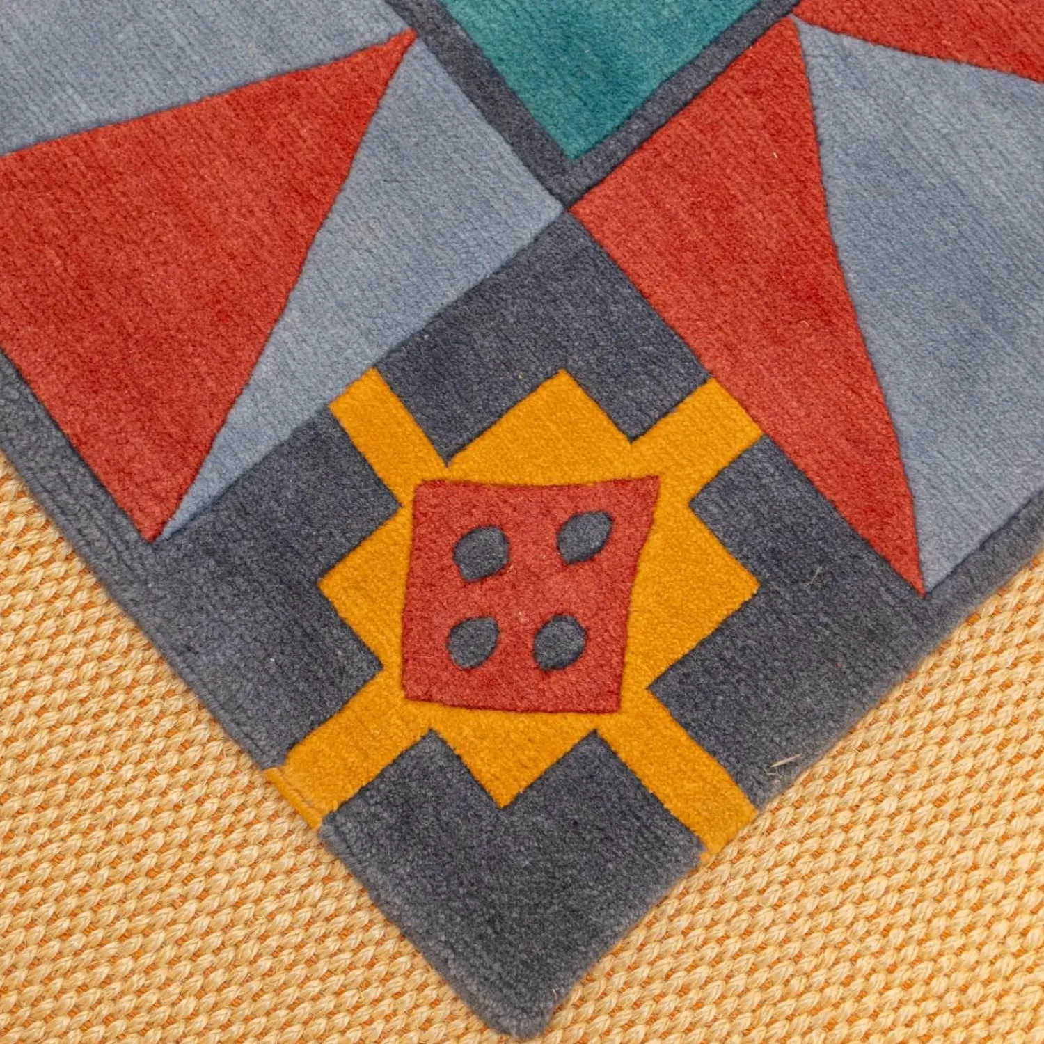 Domaniecki Teppiche|Teppich 245x200 Bali Velours 21 G596 Bunt Türkis Rot Graublau Orange Schwarz Handgeknüpft In 80 Knoten