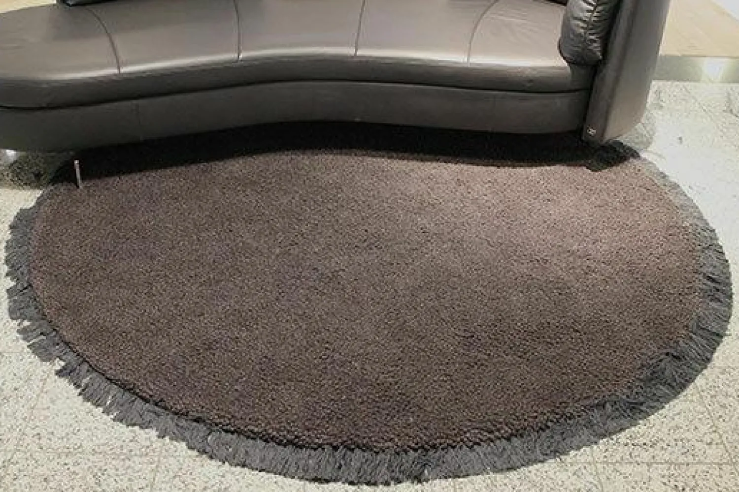 Casalis Teppiche|Teppich 200x200 Beiras Uni Braun Grau Neuseelandwolle Mit Fransen