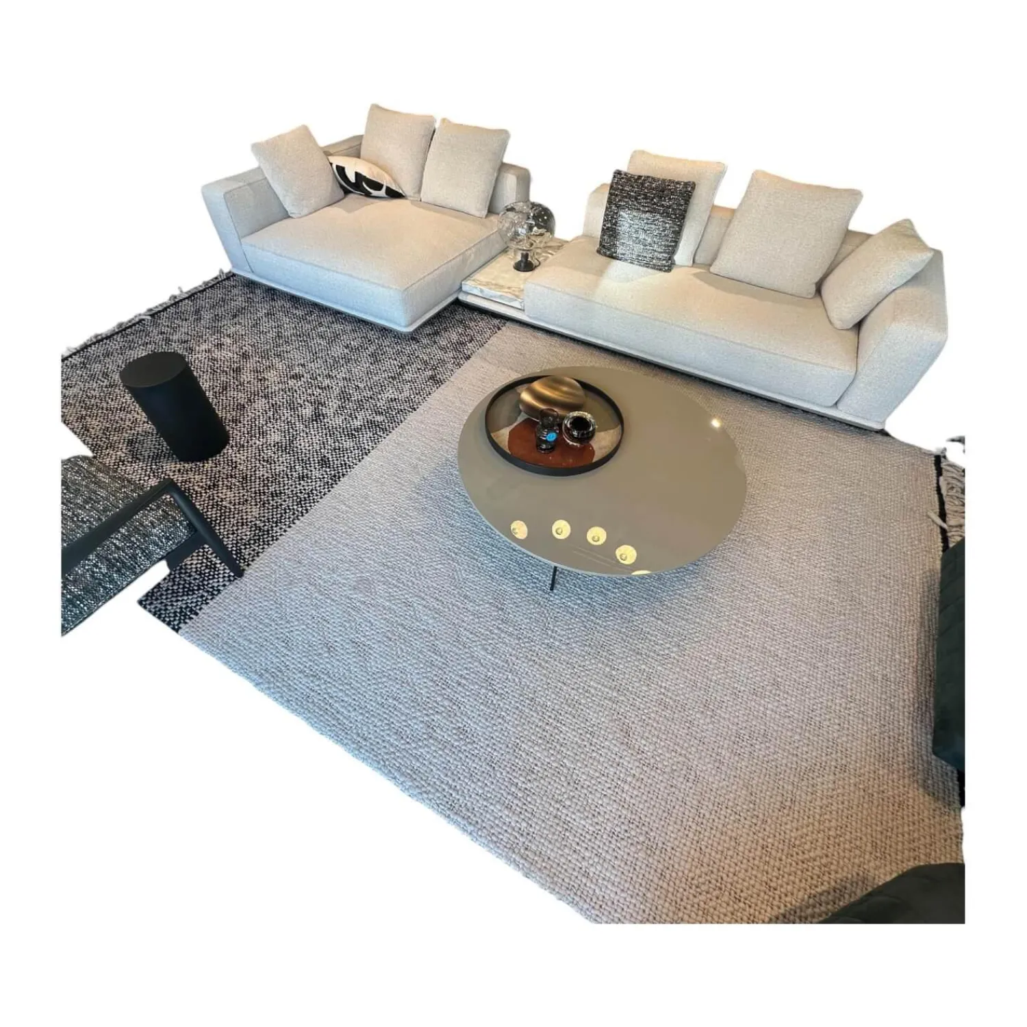 Minotti Teppiche|Teppich 450x250 Cross Flag Bian Cenere Wolle Weiß Schwarz