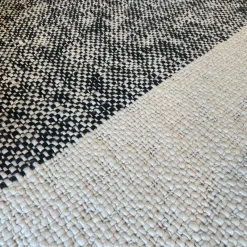 Minotti Teppiche|Teppich 450x250 Cross Flag Bian Cenere Wolle Weiß Schwarz