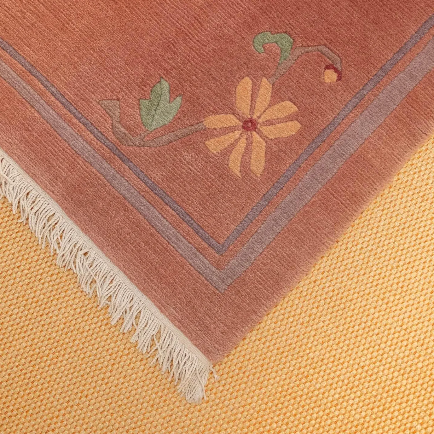 Domaniecki Teppiche|Teppich 250x203 Nidra 60 Nardin Velours Mit Fransen 21 G9 B2 Rot Handgeknüpft In 60 Knoten