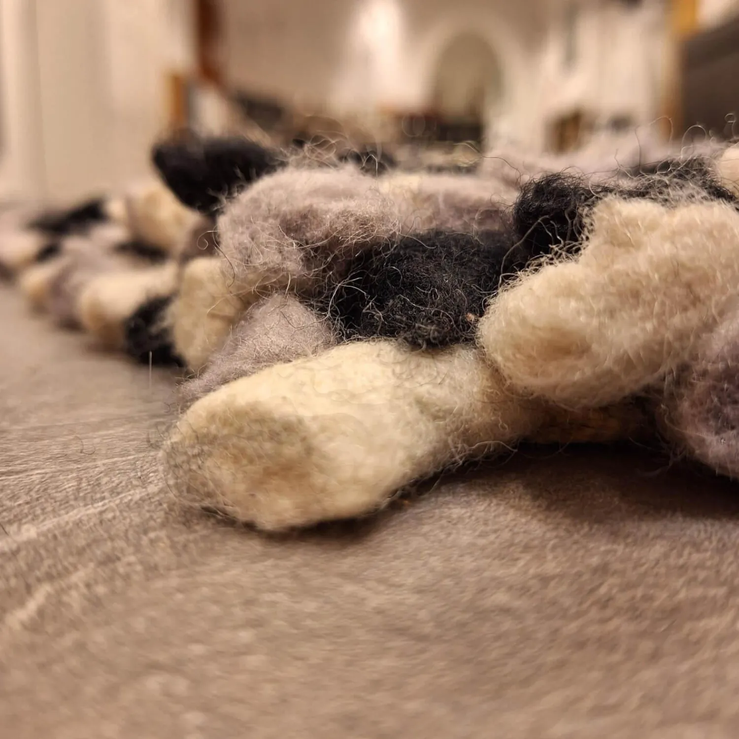 Fabrica de Tapetes Teppiche|Teppich 200x200 Spots Grau Weiß Schwarz 100% Wolle