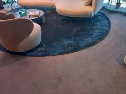 Longbarn Teppiche|Teppich 380x380 Textil Liscio Rund Blau