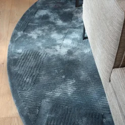 Molteni & C Teppiche|Teppich 400x400 Vibrazioni Rund Viskose Hand Getuftet Farbe Gem Blau