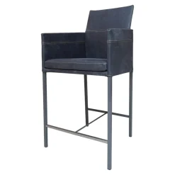 KFF Barhocker & Barstühle|Thekenstuhl Texas Leder Kenia Baltic 6102 4-Fußgestell Struktur M15 Eisenblank Einschichtlack