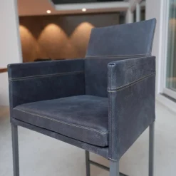 KFF Barhocker & Barstühle|Thekenstuhl Texas Leder Kenia Baltic 6102 4-Fußgestell Struktur M15 Eisenblank Einschichtlack