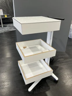 Wilkhahn Regale & Container|Tisch 446/3 Confair Server Catering Korpus Schichtstoff Säule Weiß Beschichtet Mit Schubladenbox Und Rollen