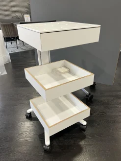 Wilkhahn Regale & Container|Tisch 446/3 Confair Server Catering Korpus Schichtstoff Säule Weiß Beschichtet Mit Schubladenbox Und Rollen